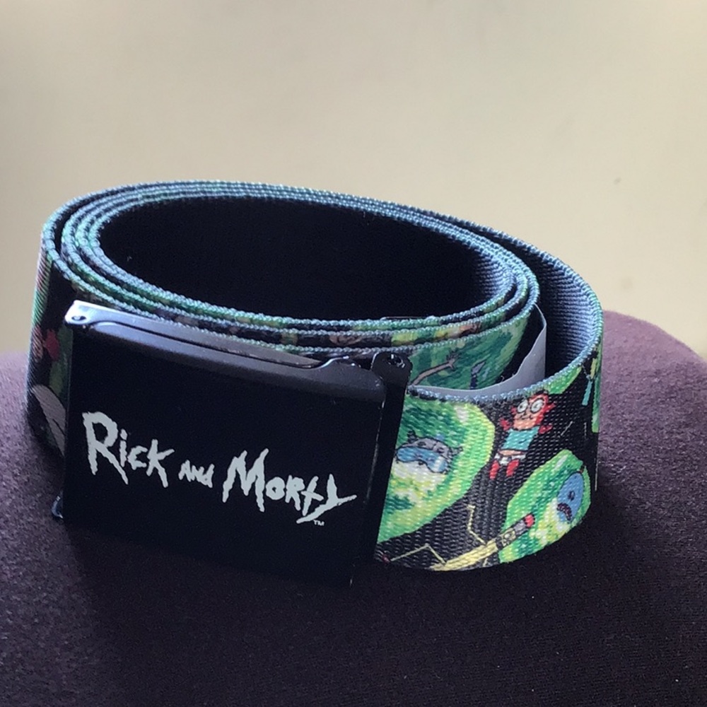Rick and Morty belt Black/Green one size fits most adults like new used once